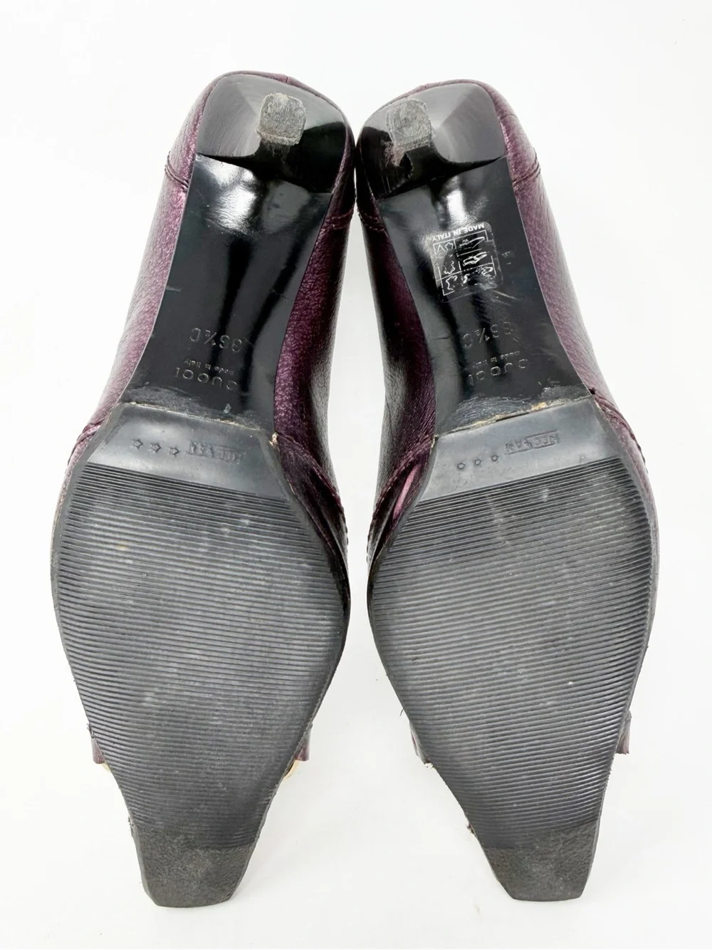 Gucci Horsebit Metallic Purple Heels Womens Size EU 36.5